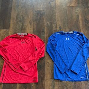 TWO Under Armour long sleeve boys size XL UPF 50 shirts. EUC.